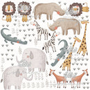 Multi Colors Safari Animals - Fabric Nursery Wall Art Decals