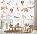 Multi Colors Safari Animals - Fabric Nursery Wall Art Decals