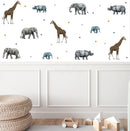 Animated Safari Animals, Jungle Creatures - Fabric Nursery Wall Art Decals