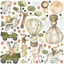 Animated Safari Animals, Jungle Creatures - Fabric Nursery Wall Art Decals
