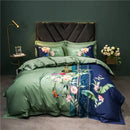 Sage green & cream bird floral 1400tc egyptian cotton bedding set bedroom