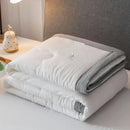 Sage green & white cooling cotton quilt bedroom blanket