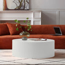Contemporary Round Coffee Table with Handcrafted Relief - 35.43"