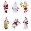 Santa with Skis in Gondola Glass Christmas Ornament