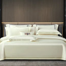 Satin cream & gold egyptian cotton duvet cover set bedroom bedding