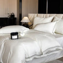 Satin cream & gold lace eucalyptus duvet cover set bedroom bedding