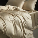 Satin dark gray & silver pinstripe duvet cover bedding set bedroom
