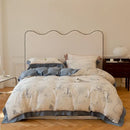Satin light blue & pink egyptian cotton bedding set bedroom