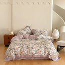 Satin light blue & pink egyptian cotton bedding set bedroom