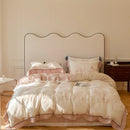 Satin light blue & pink egyptian cotton bedding set bedroom