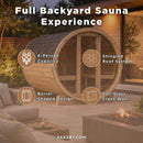 SaunaLife Model E8G Ergo Series 6-Person Outdoor Sauna Barrel With Tempered Glass Front [SL-MODELE8G] (SAK92814)