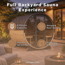 SaunaLife Model EE8G Ergo Series 6-Person Outdoor Sauna Barrel With Tempered Glass Front [SL-MODELEE8G] (SAK95812)