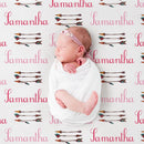 Personalized Bow and Arrow Baby Girl Blanket