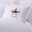 Poinsettia Unicorn Personalized Kids Sleeping Pillowcase