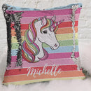 Rainbow Unicorn Personalized Flip Sequin Decorative Throw Pillowcase