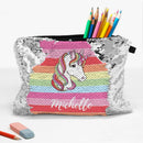 Rainbow Unicorn Custom Sequin Kids Accessories Bag | School Pencil Pouch