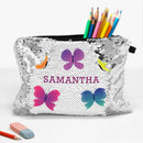 Butterflies Custom Sequin Kids Accessories Bag | School Pencil Pouch
