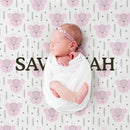 30 x 40 Sleeping Bears Name Personalized Baby Blanket