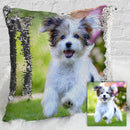 Pet Photo Personalized Sequin Pillow Case | Custom Mermaid Pillow Throw