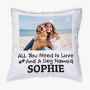 Paw Personalized w/ Photo Sequin Pillow for Pets, Dogs and Cats