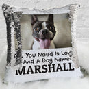 Paw Personalized w/ Photo Sequin Pillow for Pets, Dogs and Cats