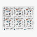 30 x 40 Sail Boats Personalized Name Baby Blanket