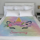 Personalized Name Rainbow Unicorn Blanket for Kids