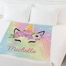 Personalized Name Rainbow Unicorn Blanket for Kids