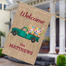 Personalized Flower Truck Welcome House Flag