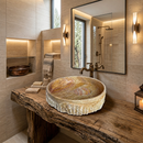 Scabos Gold Travertine Rustic Round Vessel Sink - 18"x4" - Honed