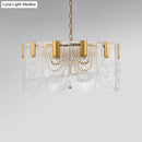 Scalloped clear textured glass drop chandelier – dining room brass light