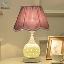Scalloped cream ceramic led desk lamp bedroom floral decor