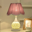Scalloped cream ceramic led desk lamp bedroom floral decor