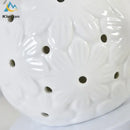 Scalloped cream ceramic led desk lamp bedroom floral decor