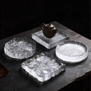 Scalloped crystal glass coaster and jewelry display panel dining room