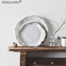 Scalloped white ceramic dinner plate set dining room tableware