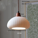 Scalloped white ceramic led pendant lamp dining room brass socket