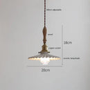 Scalloped white ceramic led pendant light bedroom wood and copper