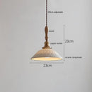 Scalloped white ceramic led pendant light bedroom wood and copper