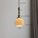 Scalloped white ceramic led pendant light bedroom wood and copper