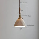 Scalloped white ceramic led pendant light bedroom wood and copper