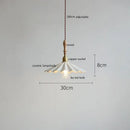 Scalloped white ceramic led pendant light bedroom wood and copper