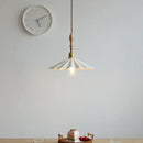 Scalloped white ceramic led pendant light for dining room