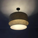Scandinavian beige double linen fabric pendant light dining room