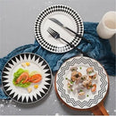 Scandinavian black & white geometric ceramic dessert plates dining room