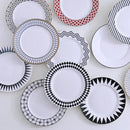 Scandinavian black & white geometric ceramic dessert plates dining room