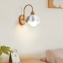 Scandinavian brass and cream led wooden wall lamp bedroom light