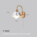 Scandinavian brass and cream led wooden wall lamp bedroom light