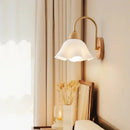 Scandinavian brass and cream led wooden wall lamp bedroom light