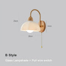 Scandinavian brass and cream led wooden wall lamp bedroom light